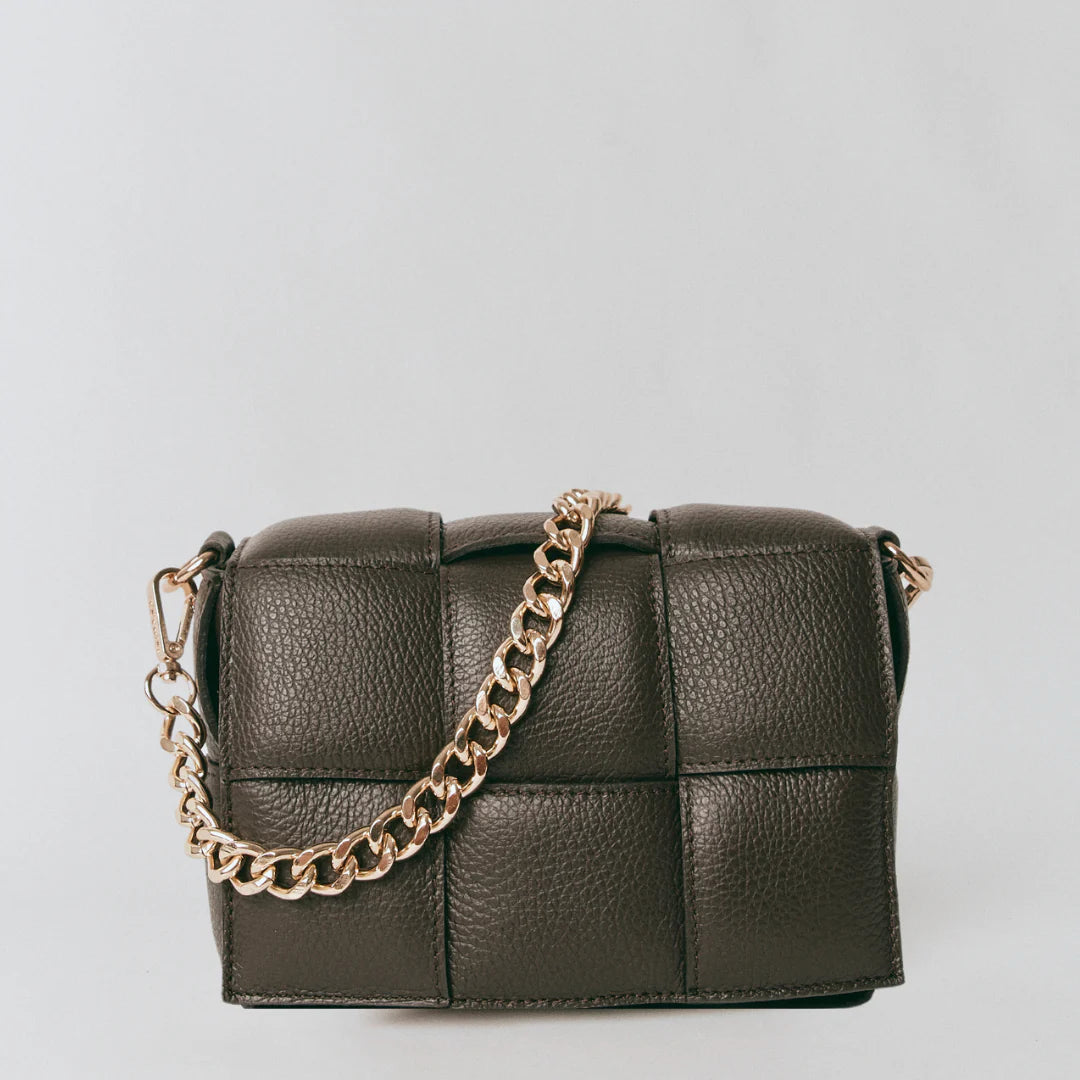 Margot Dark Chocolate Leather Woven bag