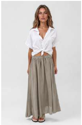 Marta Muslin Maxi Skirt - Fango