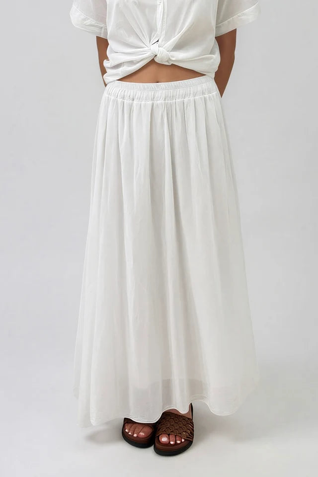 Marta Muslin Maxi Skirt - White