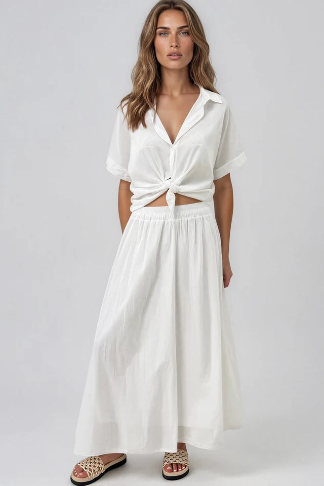 Marta Muslin Maxi Skirt - White
