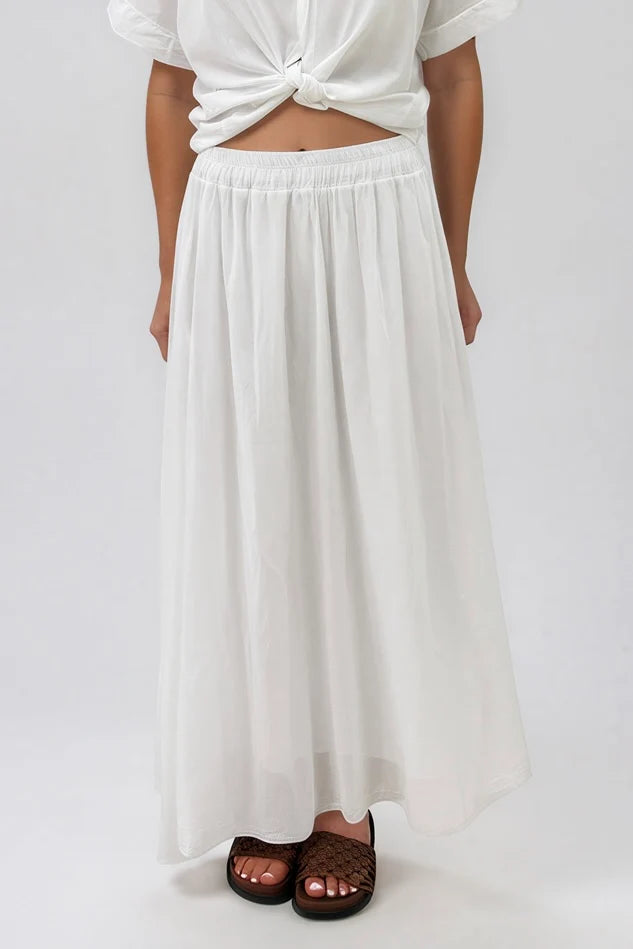 Marta Muslin Maxi Skirt - White