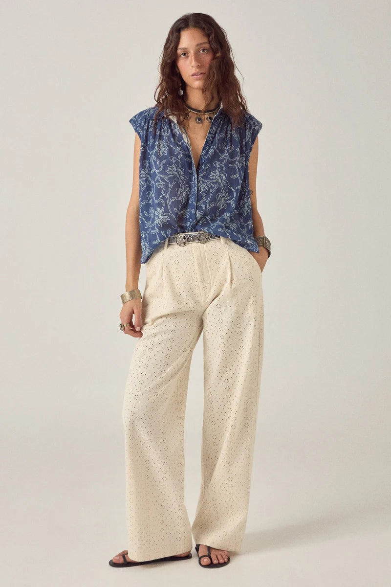 Mina Sleevless Shirt - Indigo