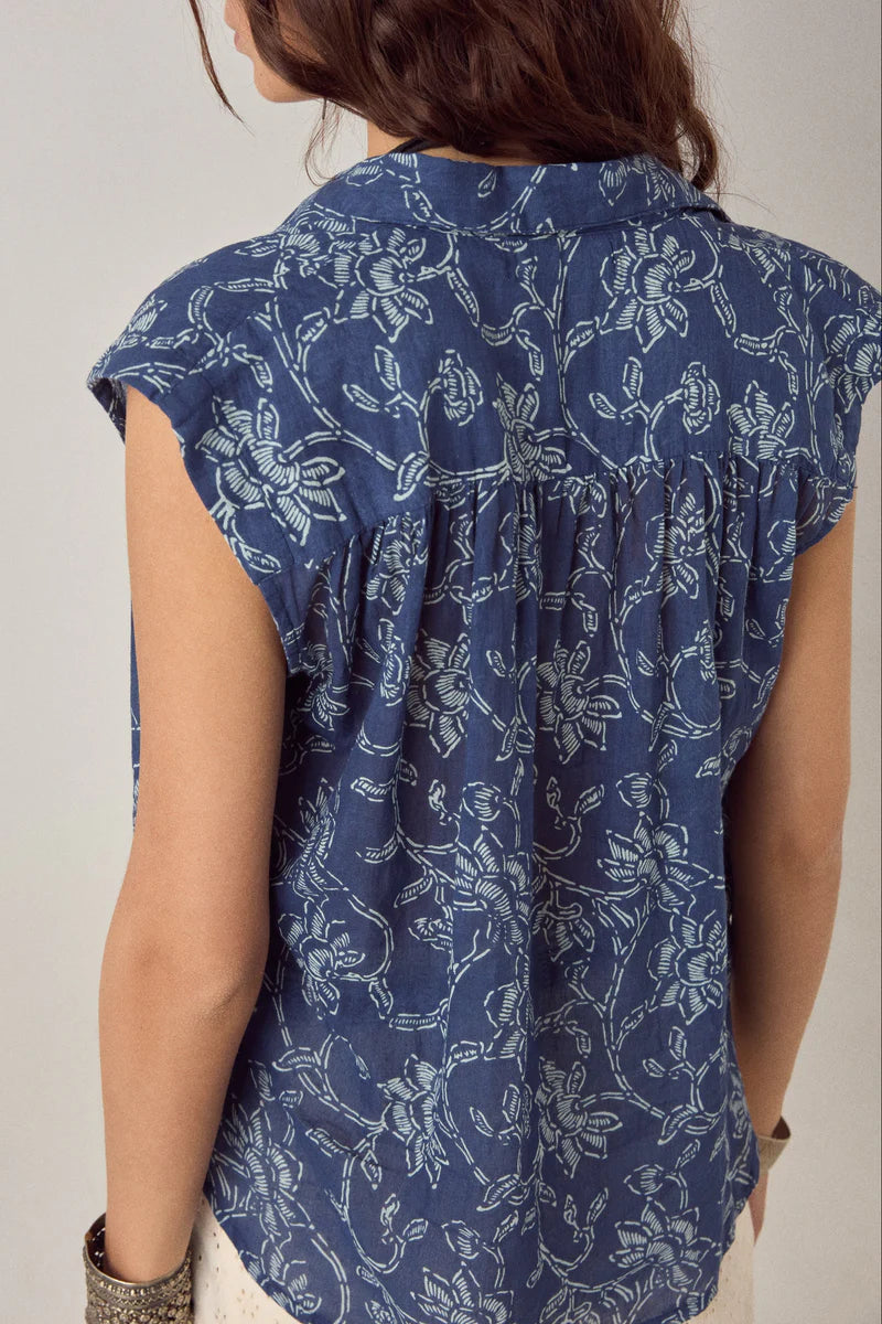 Mina Sleevless Shirt - Indigo