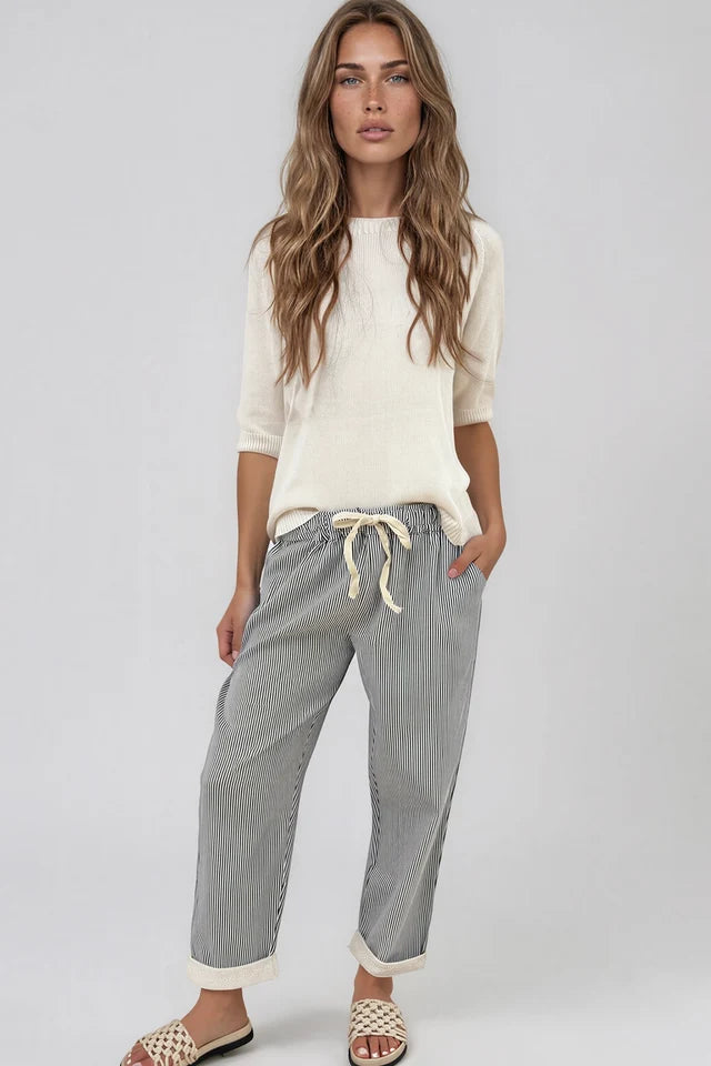 Paco Stripe Pant - Navy Stripe
