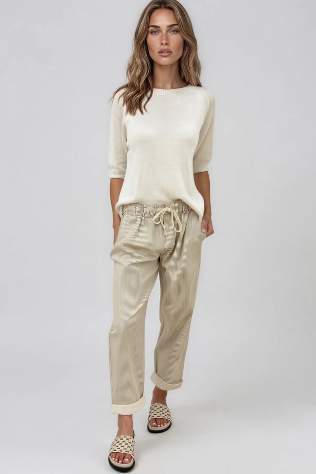 Paco Stripe Pant - Taupe Stripe