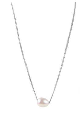 Pearl Teardrop Necklace Silver