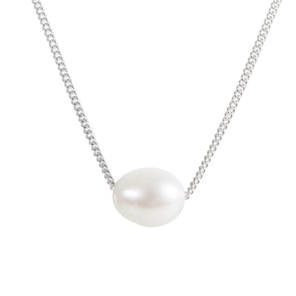 Pearl Teardrop Necklace Silver