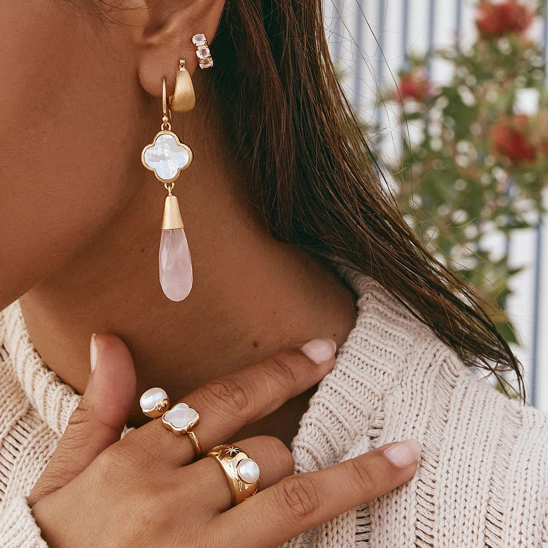 Rose Quartz Huggies