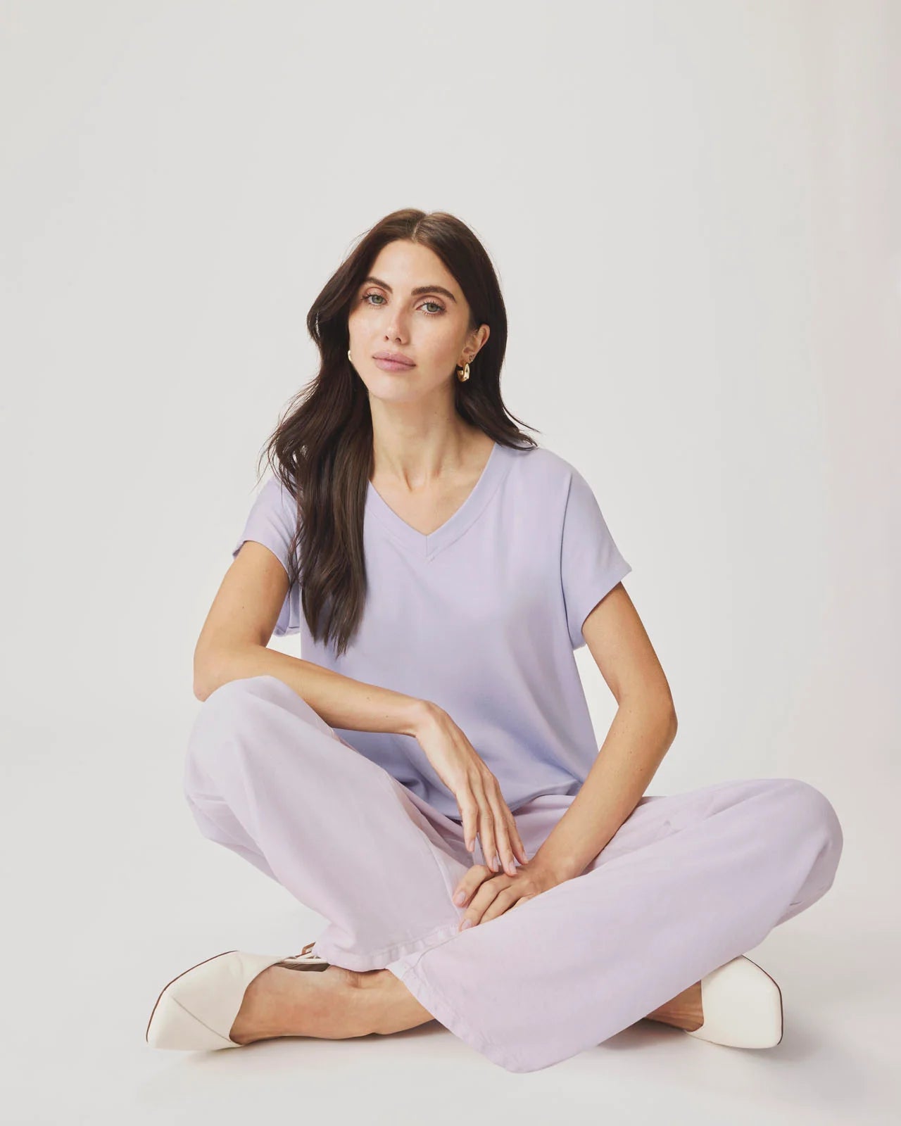 Amaya V Neck Top - Lavender