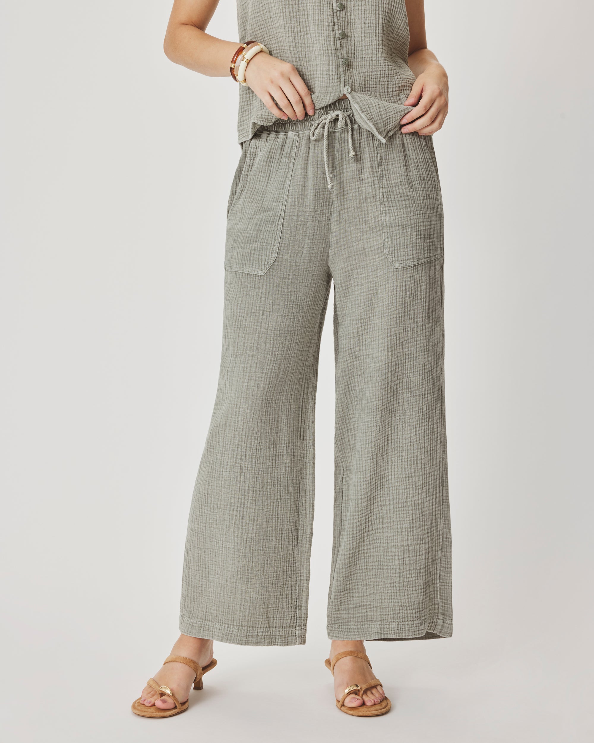 Ava Gauze Pant - Eucalyptus