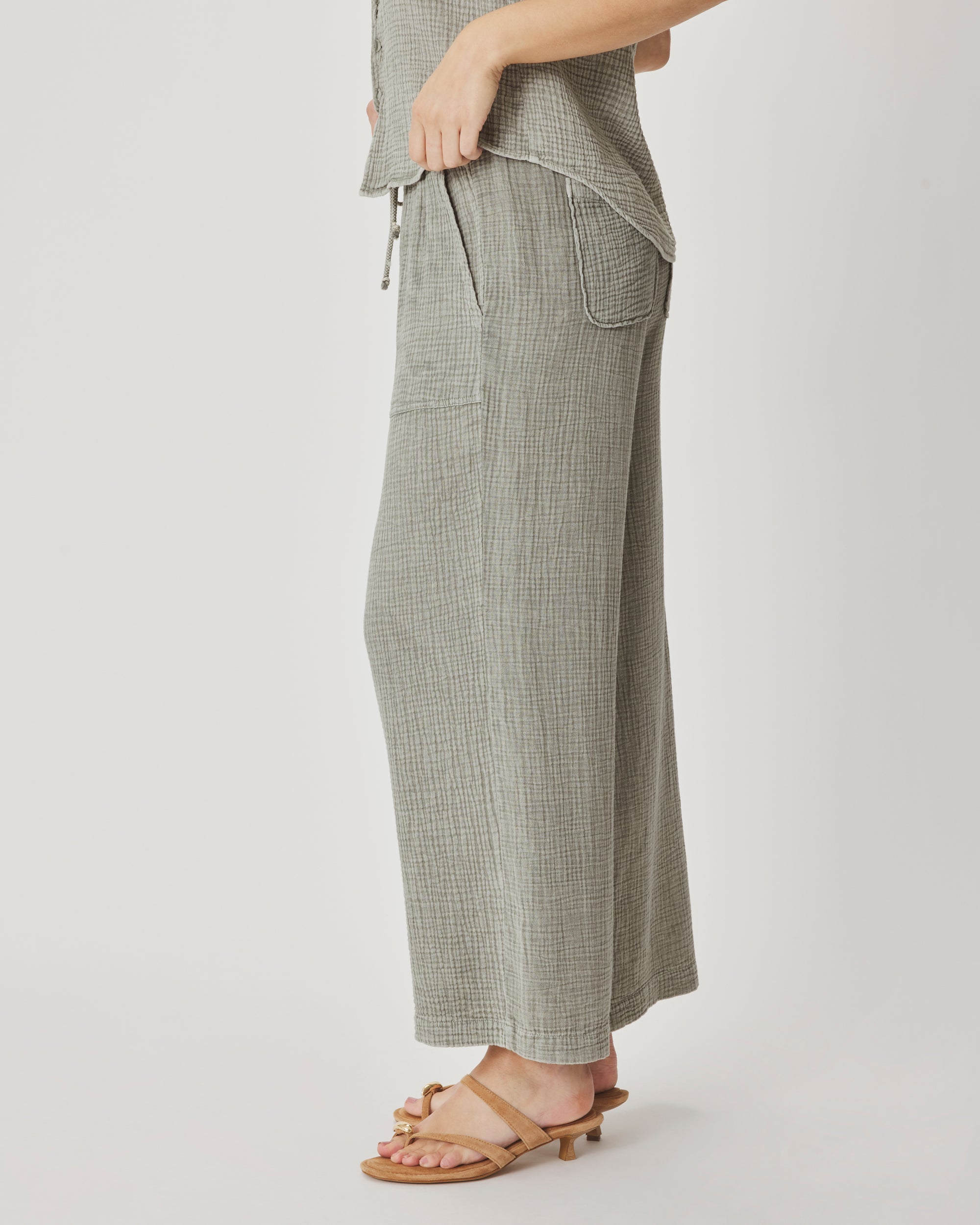 Ava Gauze Pant - Eucalyptus