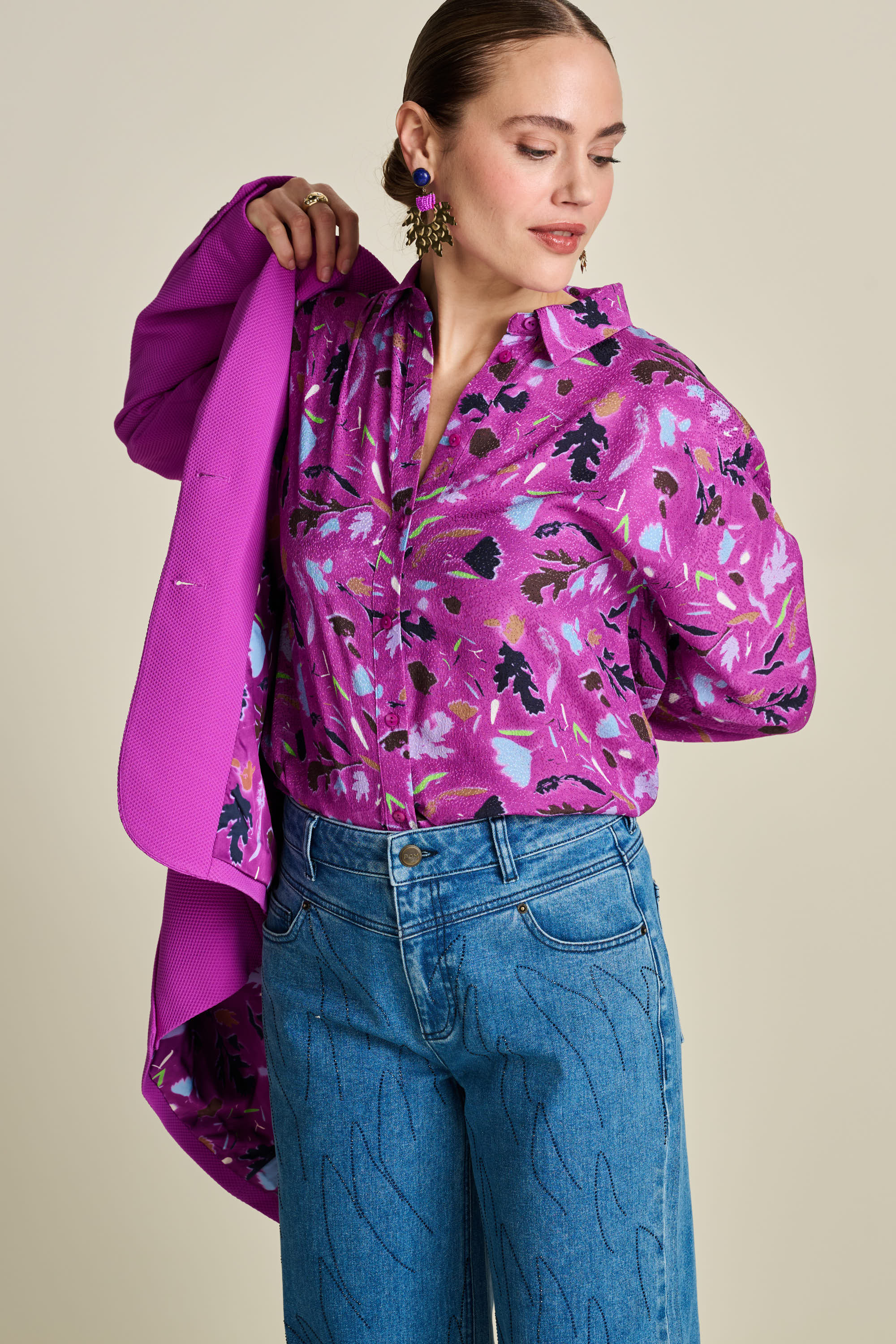 Pink Blouse - Milly Featherfest Cactus Pink