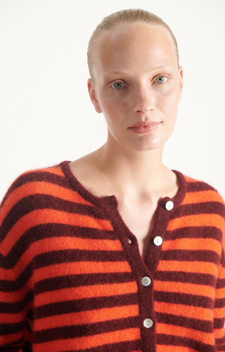 Vitow Cardigan - Striped Garnet Melange Gaspacho