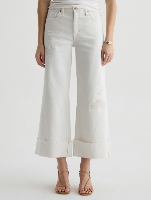 Saige Wide Leg Crop - Powder Mended