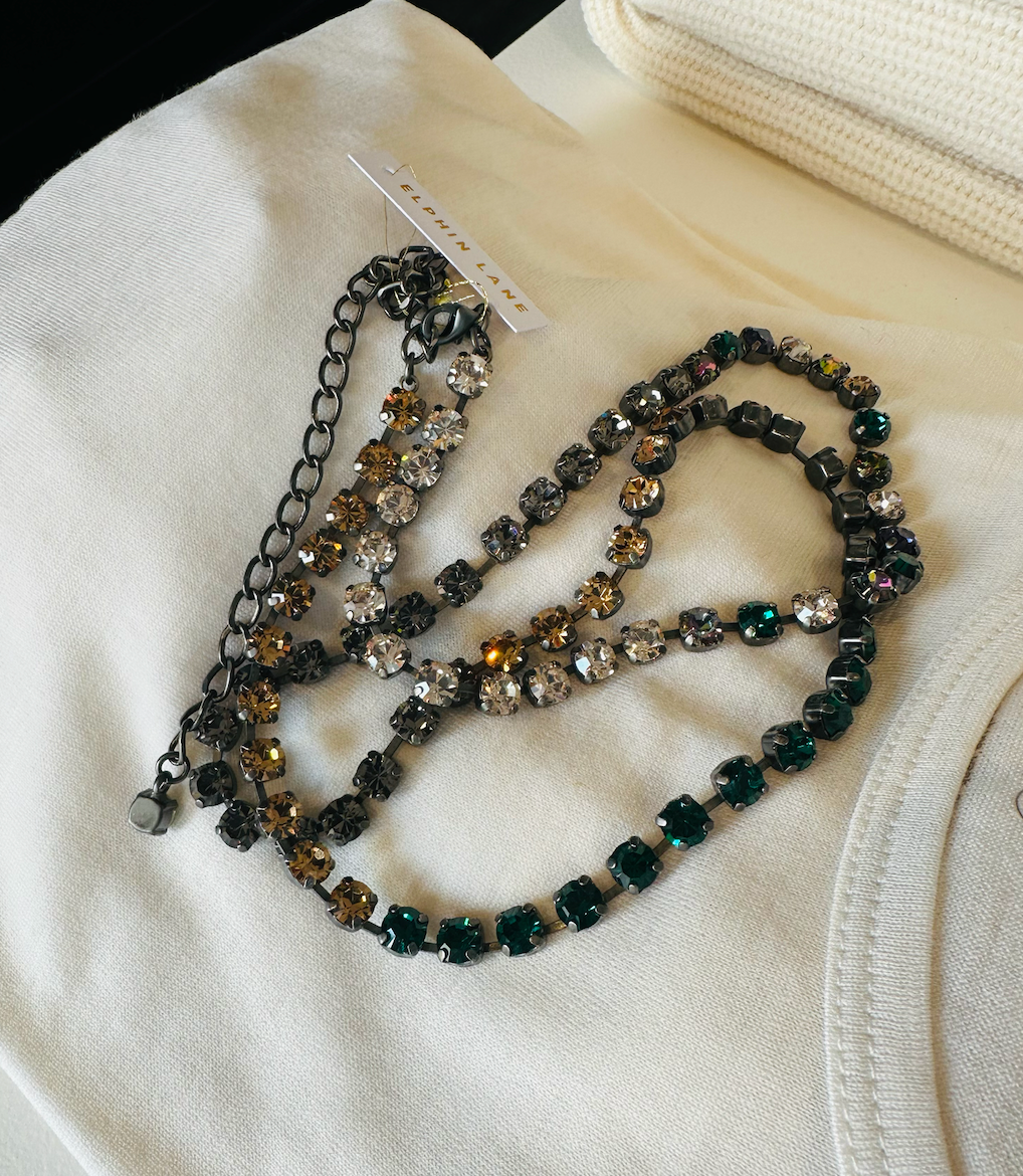Aurora Rocks Mini Double Necklace - Emerald | Black Matte