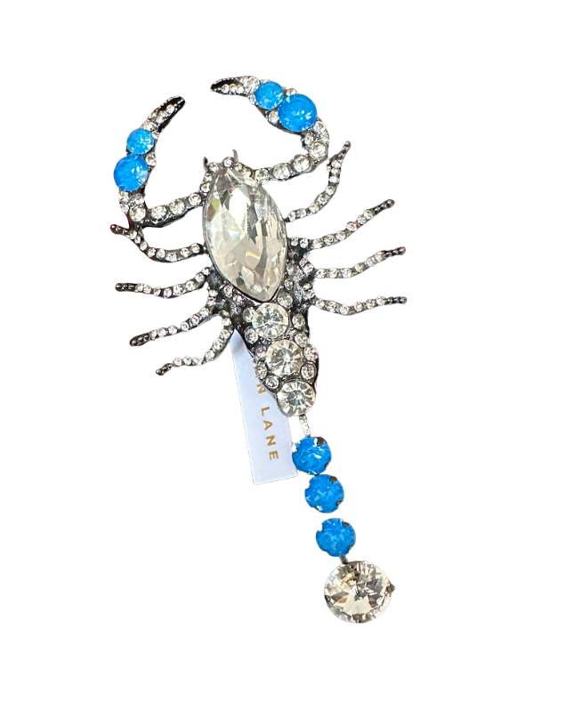 Scorpion Brooch  - Crystal & Electric Blue