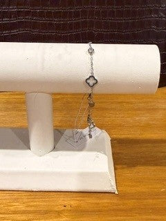 Silver Flower and Stone Bracelet