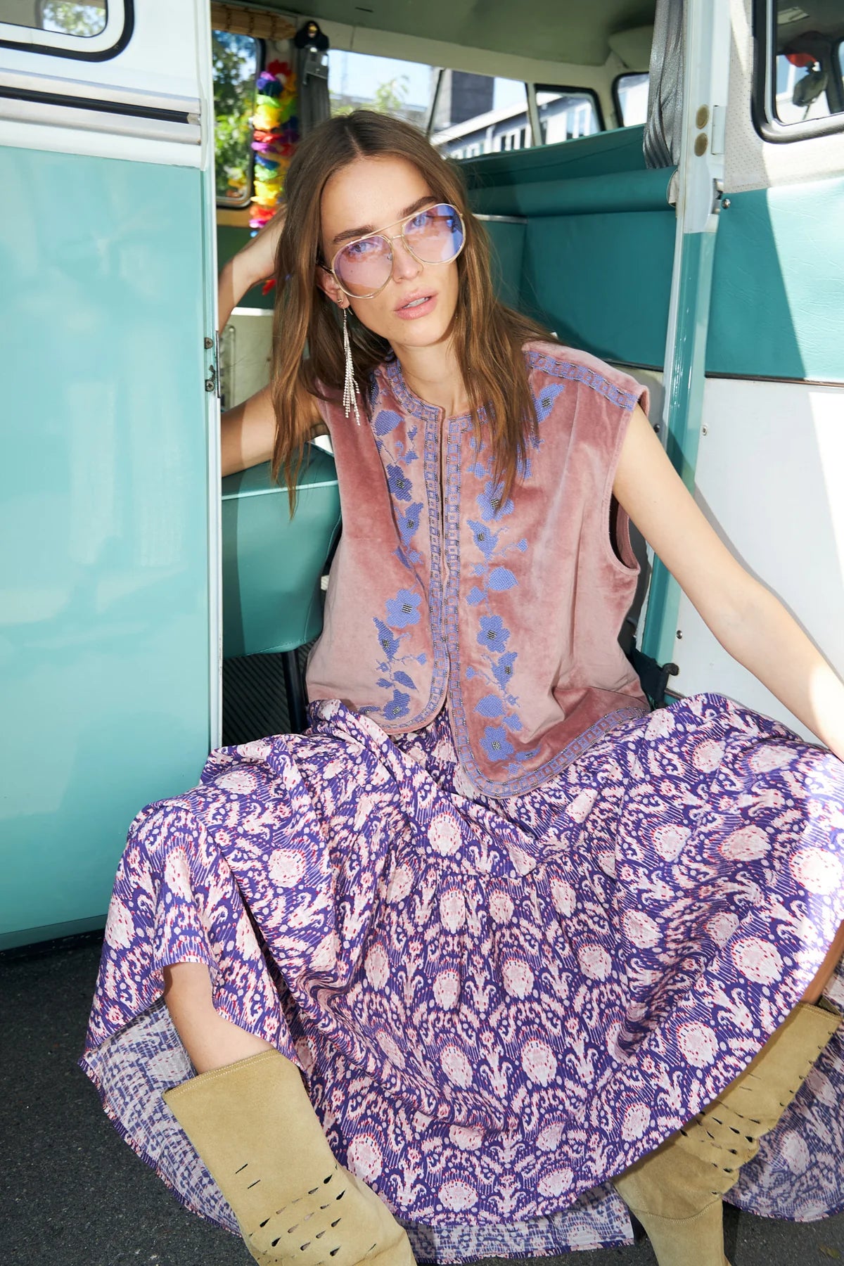 Sunset Maxi Skirt - Graphic Print