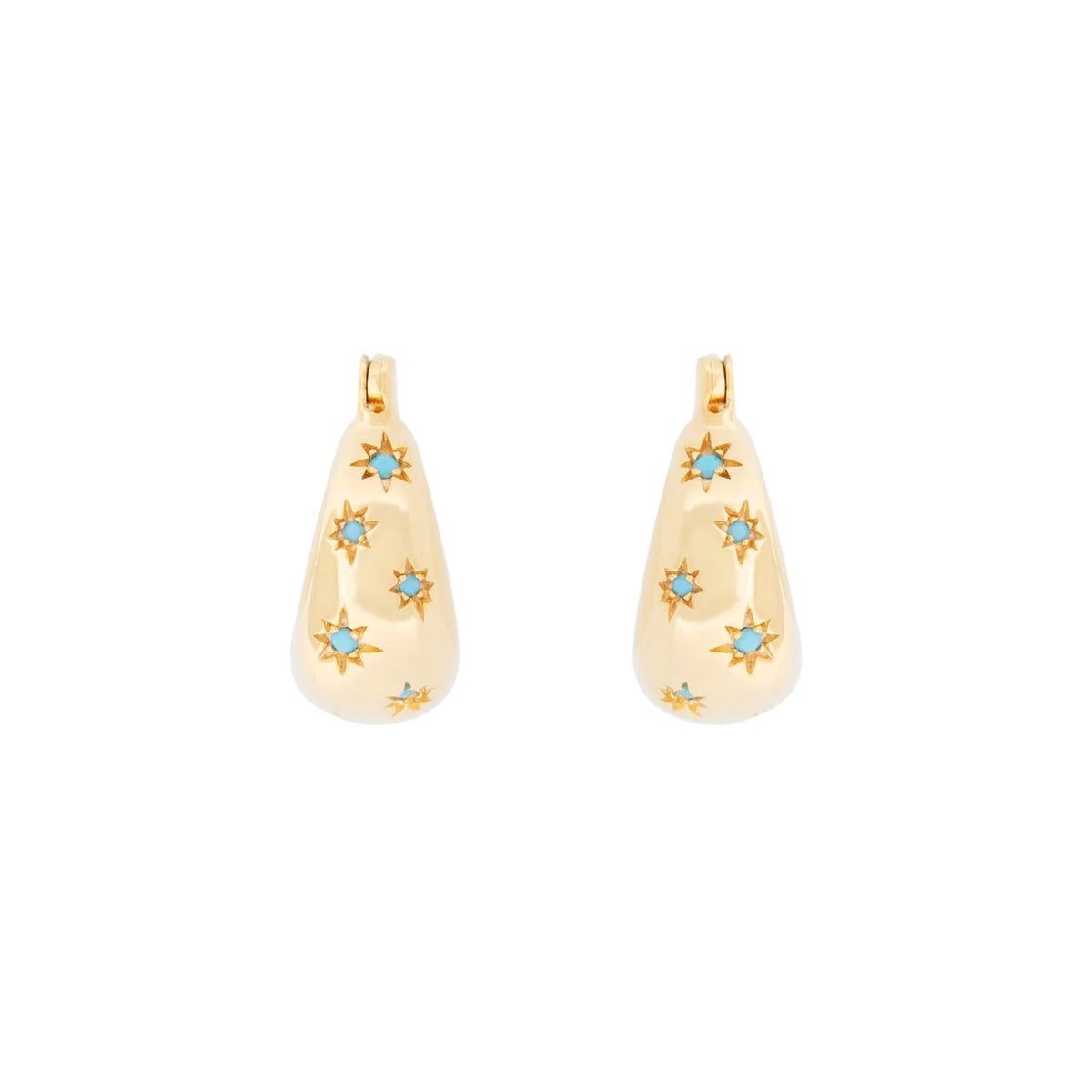 Turquoise Starburst Flared Hoops