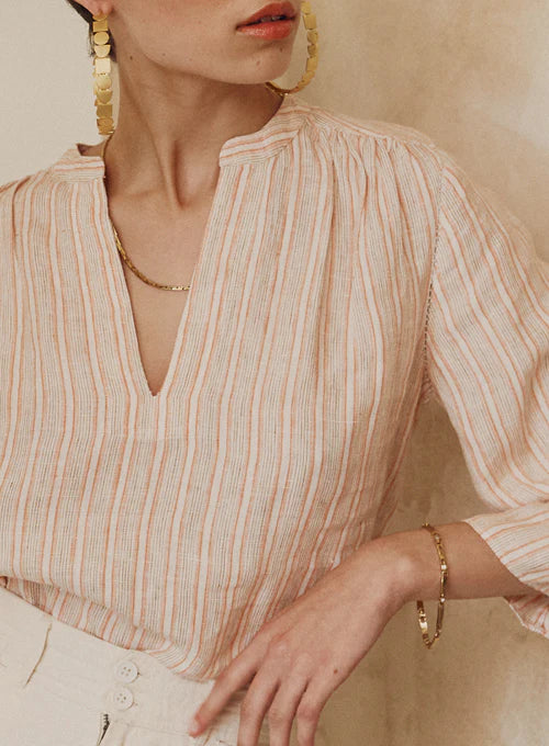 Yuni Blouse - Apricot Stripe