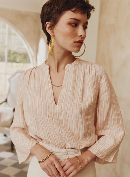 Yuni Blouse - Apricot Stripe