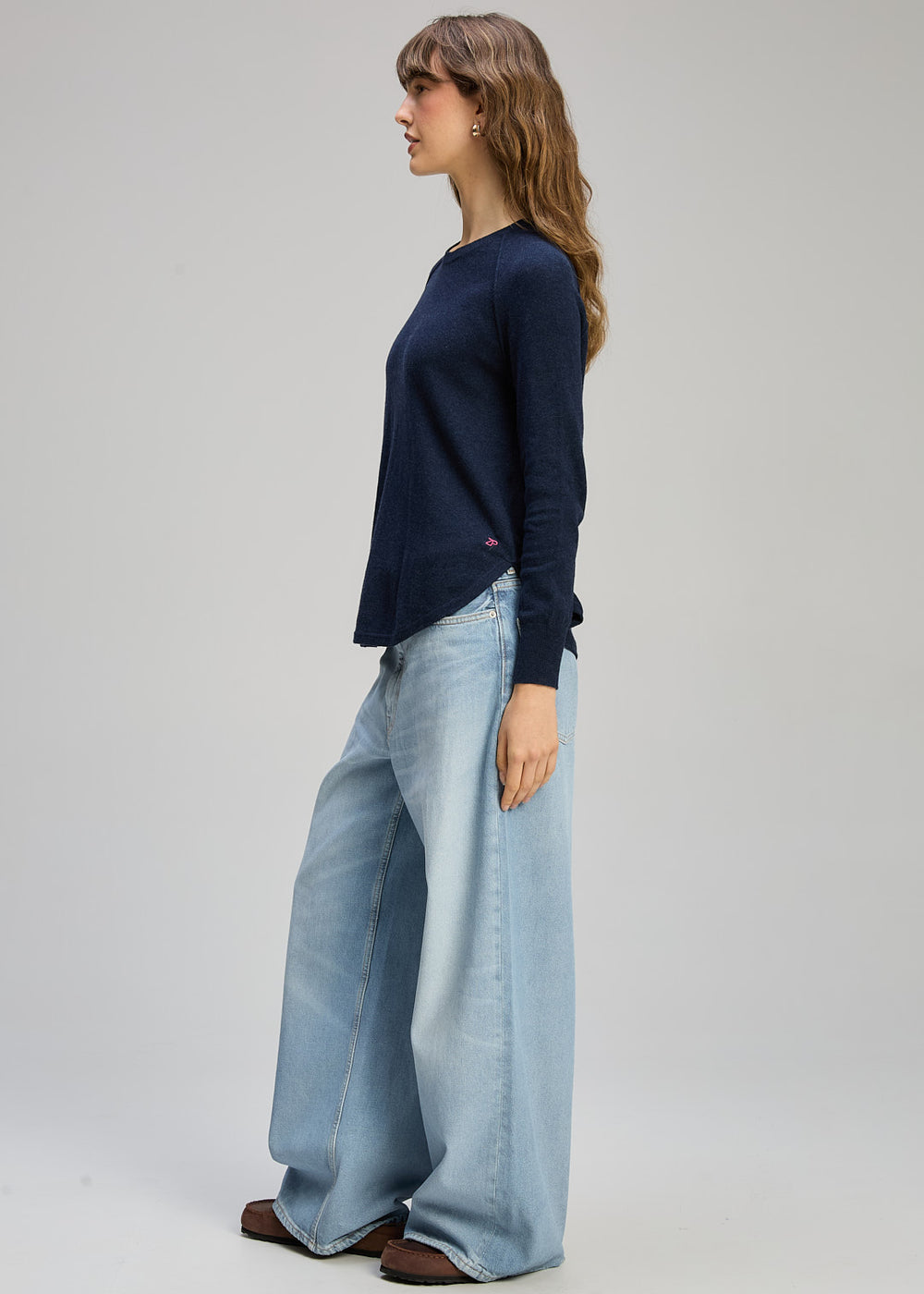 Rounded Bottom Essential Sweater - Dark Denim