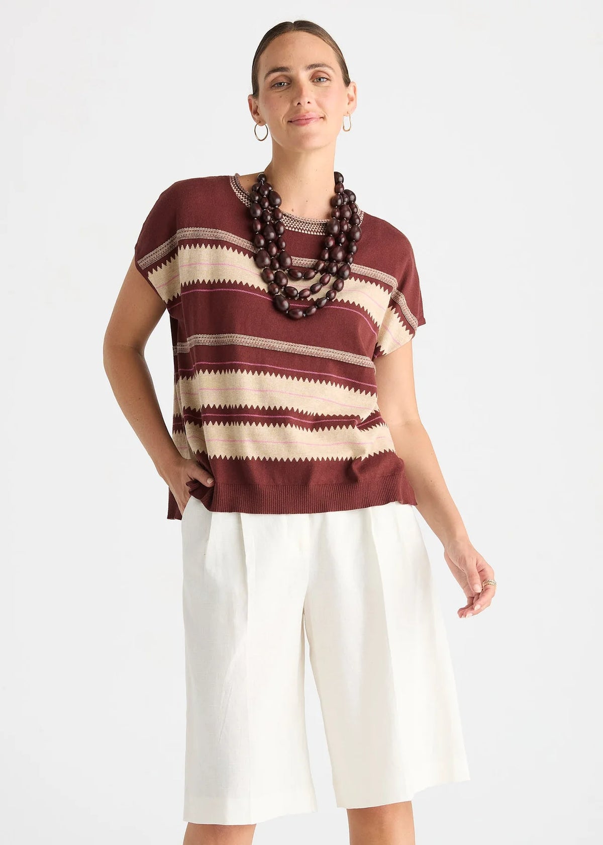Zig Detail Top - Sangria