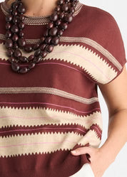 Zig Detail Top - Sangria