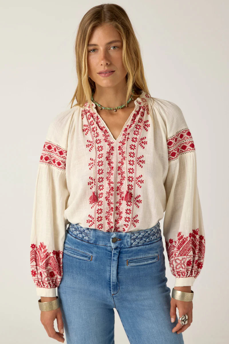 Antonella Blouse - Red Cranberry