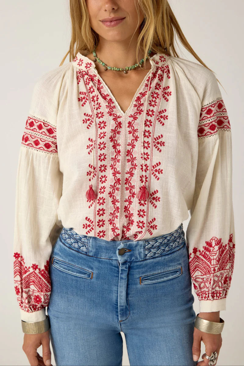 Antonella Blouse - Red Cranberry