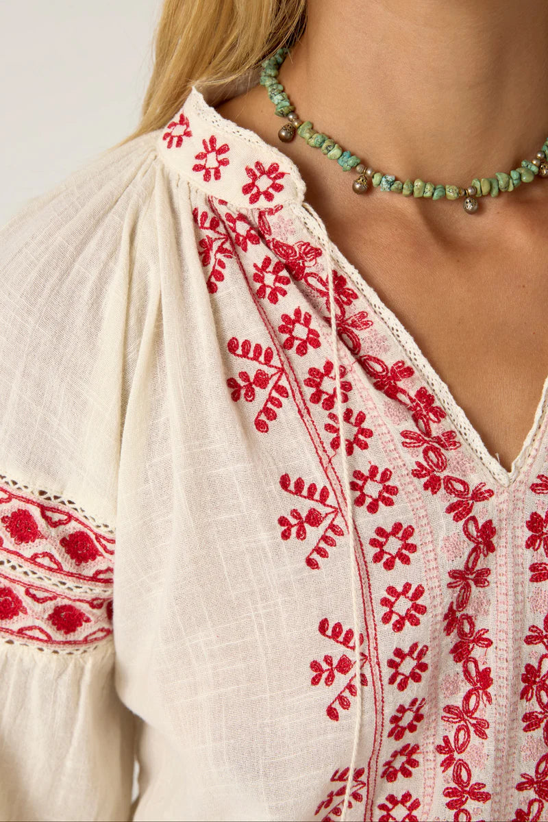 Antonella Blouse - Red Cranberry