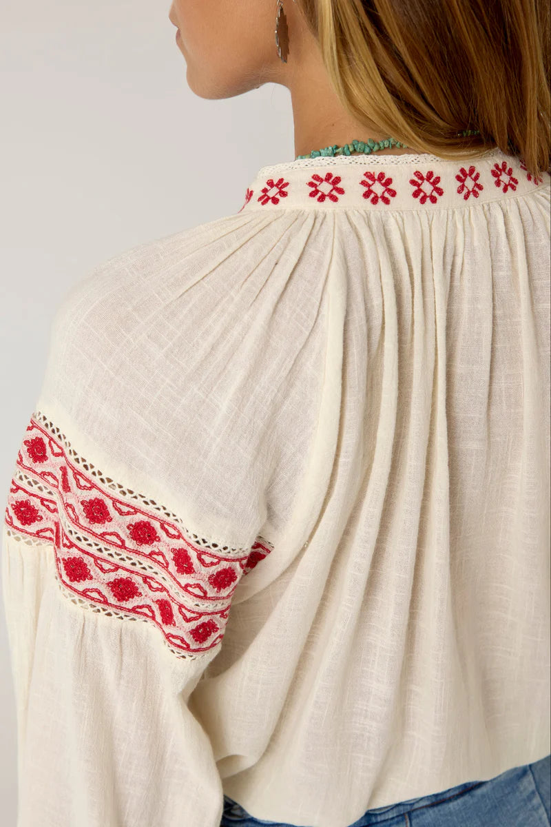 Antonella Blouse - Red Cranberry
